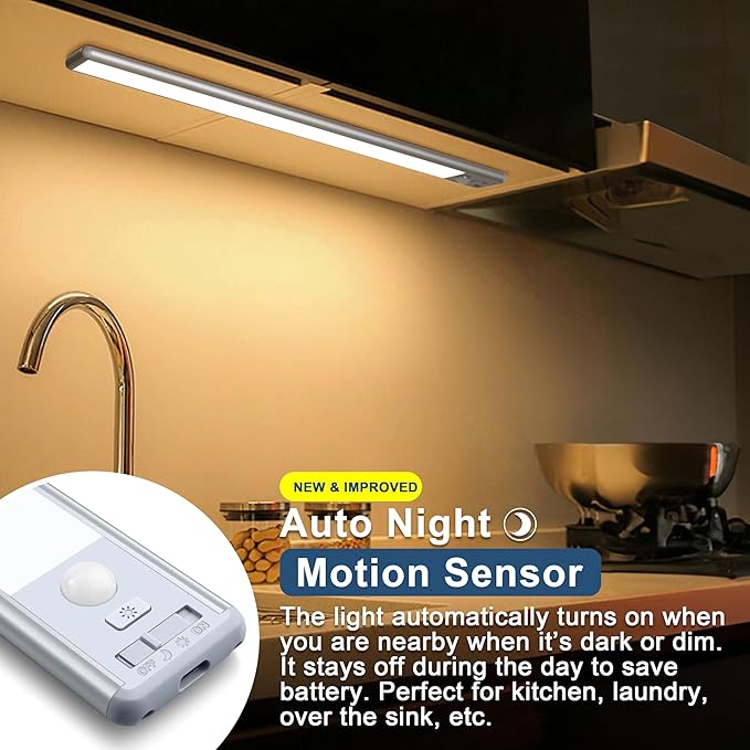 Reoshine 63 LED Closet Lights Motion Sensored, 2500mAh Rechargeable Under - Image 2