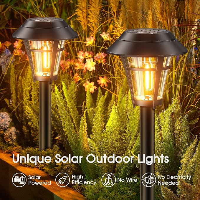 LETMY Solar Pathway Lights Outdoor, 10 Pack Solar Lights Outdoor Waterproof - Image 3