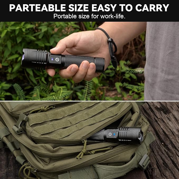 Kmivo Flashlight Rechargeable LED High Lumens, 000 Lumens Super Bright Flash - Image 8