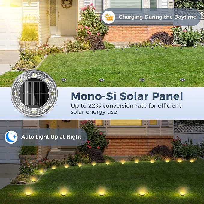 Peasur Mini Solar Ground Lights, 30 Pack Flat Solar Disc Lights Outdoor - Image 3