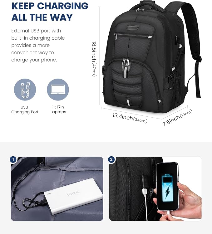 LOVEVOOK Travel Laptop Backpack Waterproof Anti Theft - Image 3