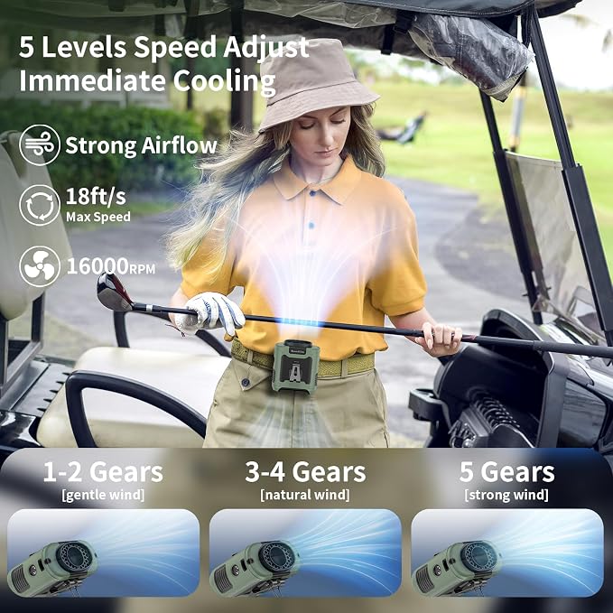 Socool 10000mAh Portable Waist Fan Clip on Wearable Belt Personal Fan - Image 2