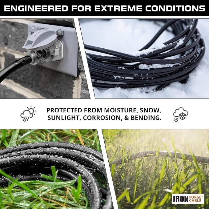 Iron Forge Cable 2 Pack 12 Gauge Outdoor Extension Cord 10 Ft, SJTOW 12/3 Heavy - Image 3