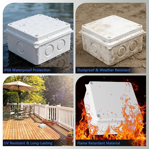 SuperInk IP65 Junction Box, 1PK White Outdoor Electrical Enclosure - Image 3