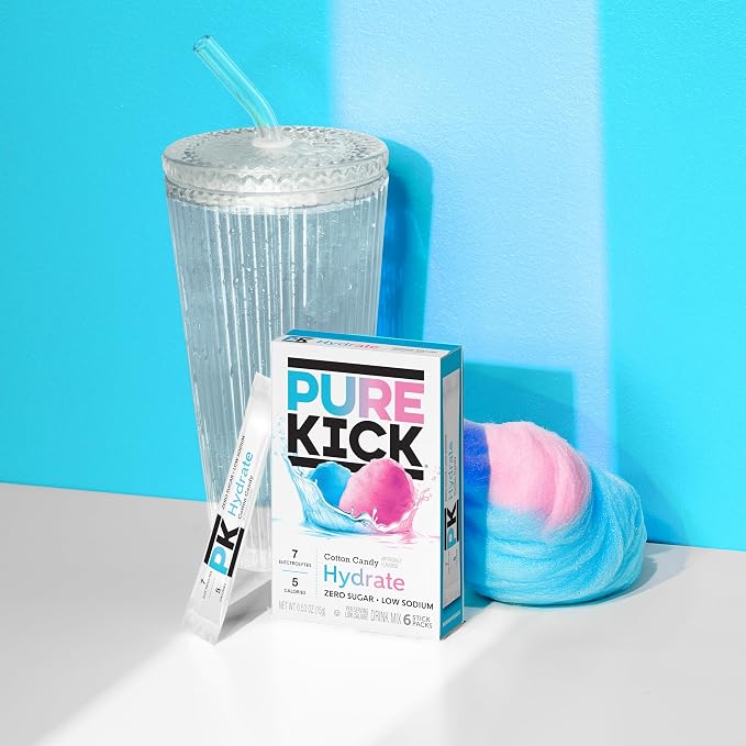 Pure Kick Hydration Singles To Go Drink Mix, Cotton Candy, Includes 12 Boxes - Image 3