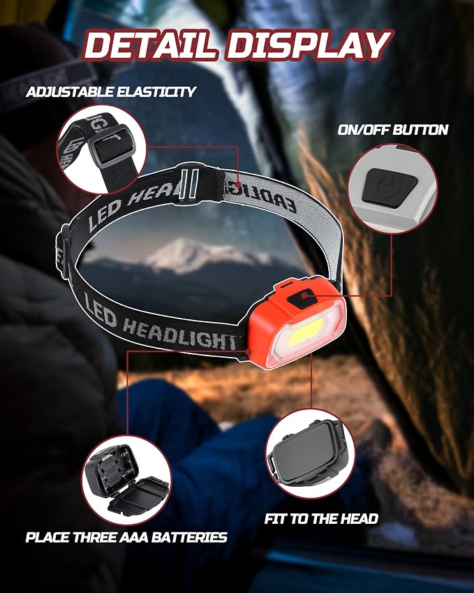 Lichamp Camping Headlamp Flashlight 4 Pack, Outdoor Battery Powered Head Lamp - Image 4