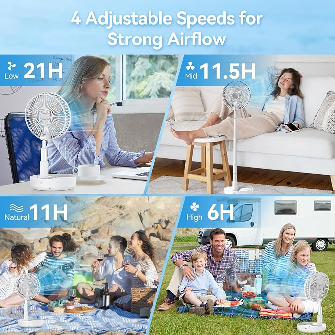 Portable Oscillating Rechargeable Fan, Battery Operated - Image 5