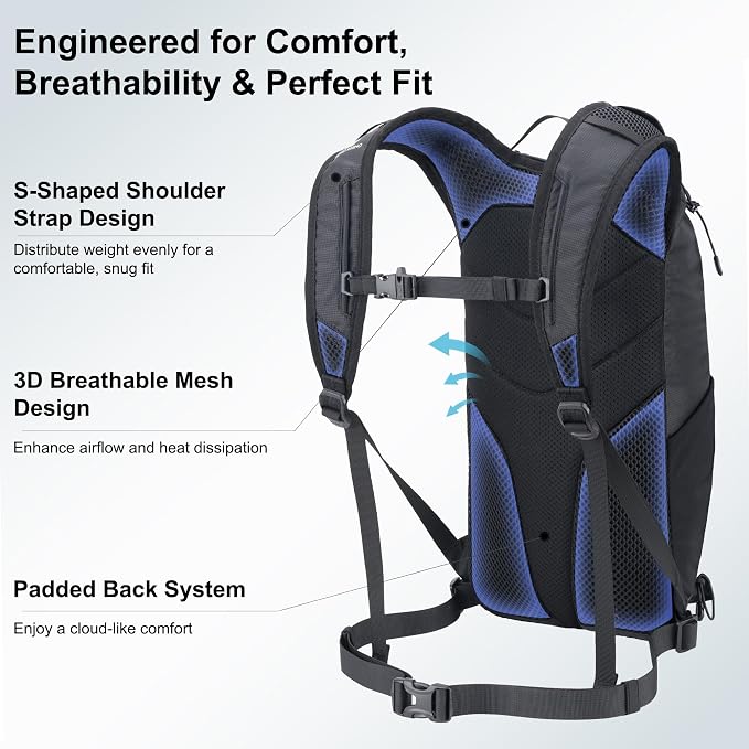 N NEVO RHINO Small Hiking & Trekking Backpack, 10L Lightweight Travel Backpack - Image 3