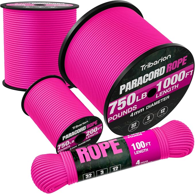 Paracord Rope 750 lb - 200ft 5/32" Parachute Cord 4MM 12-Strand para Cord - by Triberion