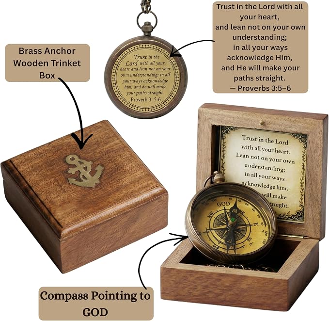 Handmade Brass Antique Compass - Image 2