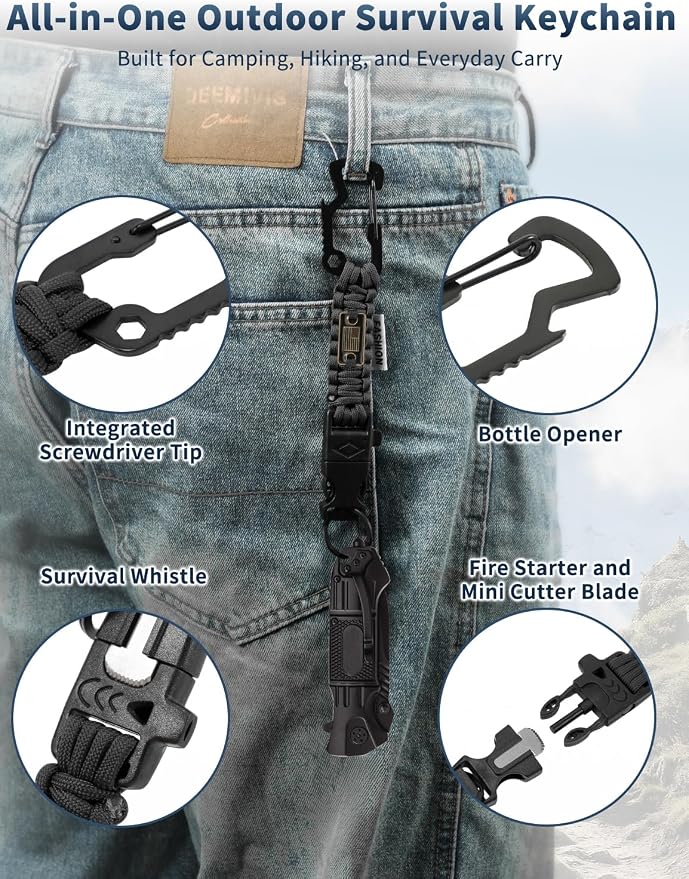 DDOUT Heavy Duty Paracord Lanyard 550 Paracord Braided Keychain - Image 3