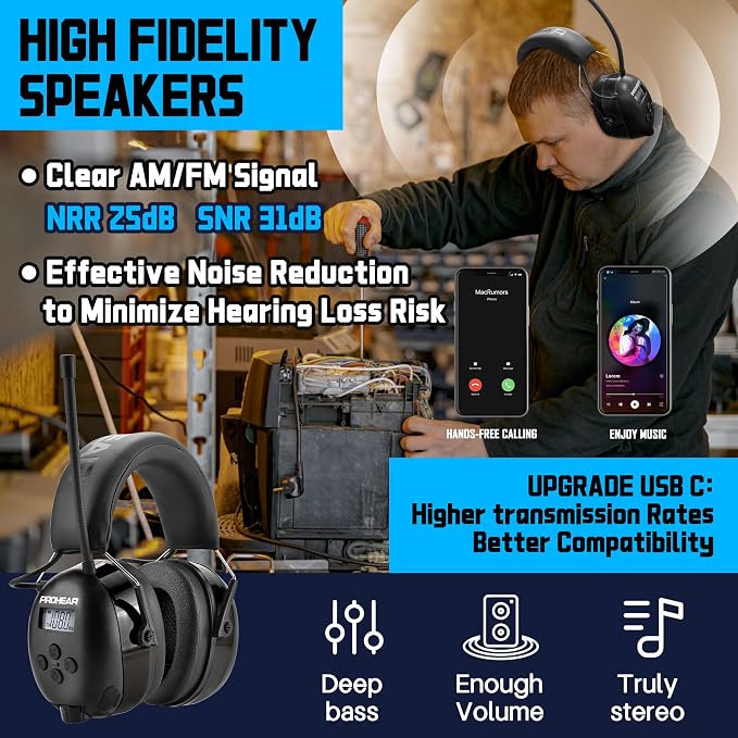 PROHEAR 033 2.0 Bluetooth Hearing Protection Headphones - Image 4