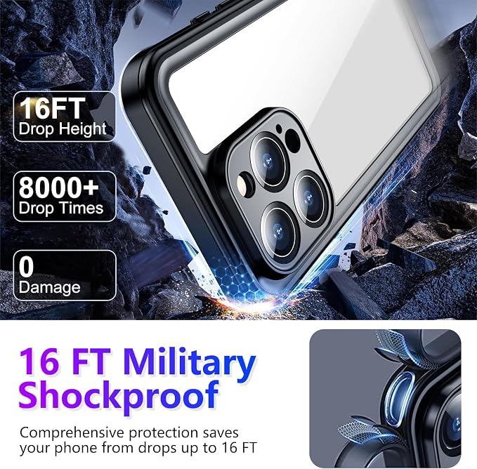 Temdan Compatible with iPhone 16 Pro Case Waterproof, Built-in Screen & Camera - Image 3