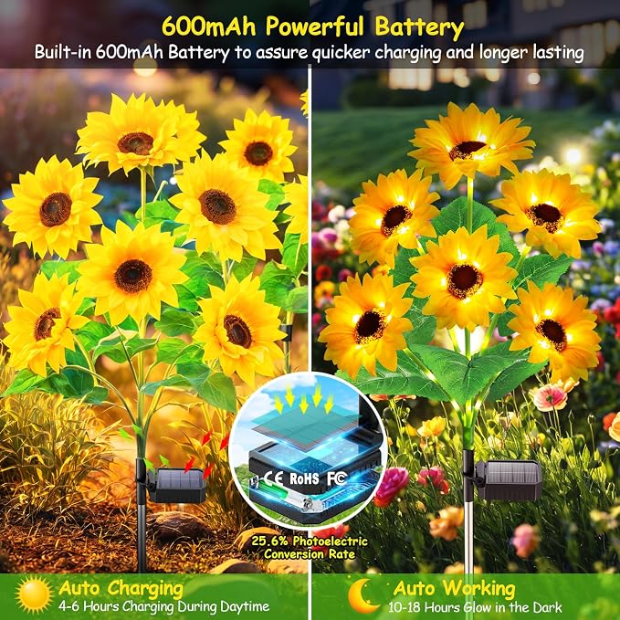 GARPAR Solar Garden Lights Outdoor, Upgraded 3 Pack - Image 2