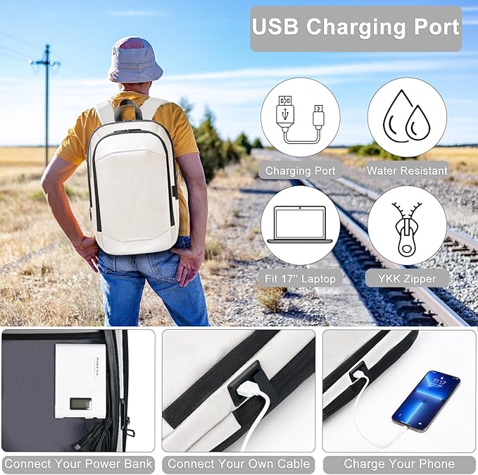 hk Business Backpack for Men 17 Inch, Slim & Expandable Waterproof Travel - Image 2