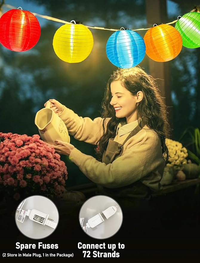 G40 LED Outdoor Lantern String Lights, 27.5FT Multicolor Patio String Lights - Image 5