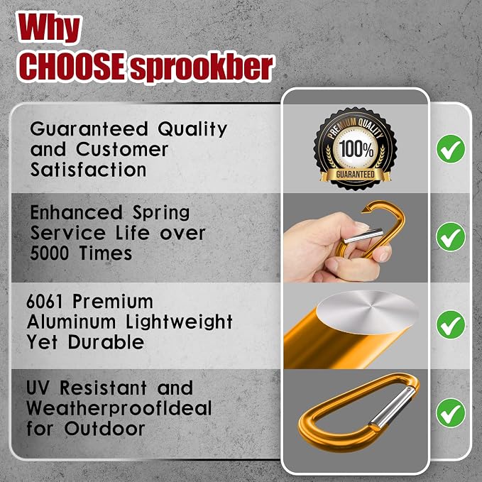 sprookber 4" & 5" Extra Large Aluminum Carabiner D Ring, Caribeener Clips - Image 6