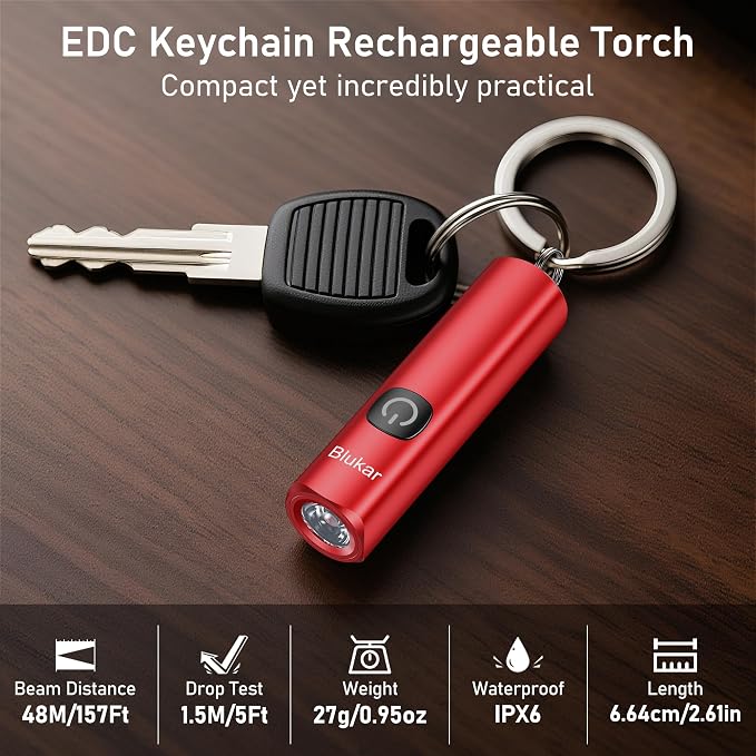 Blukar Rechargeable EDC Flashlight, Mini Keychain Flash Light - Image 2