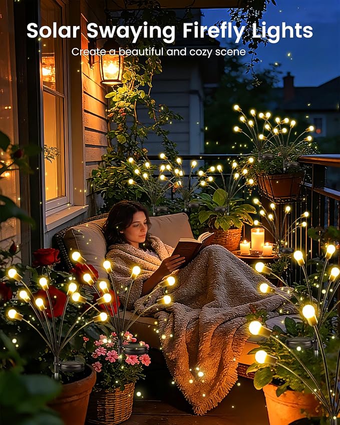 OZS 6 Pack Total 48 LED Solar Garden Lights Fairy Outdoor - Image 4