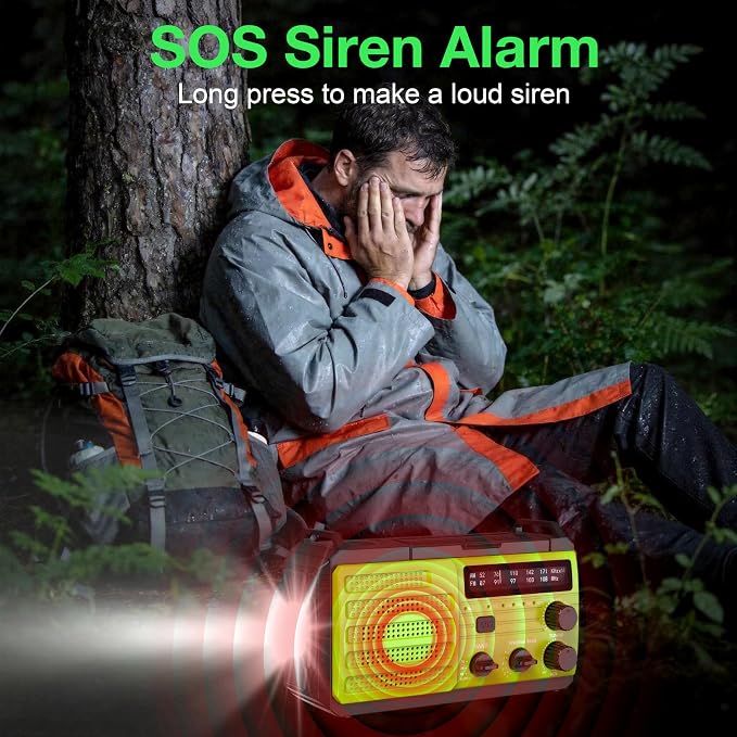 Emergency Weather Radio, 22200mWh Hand Crank Emergency Radio - Image 4