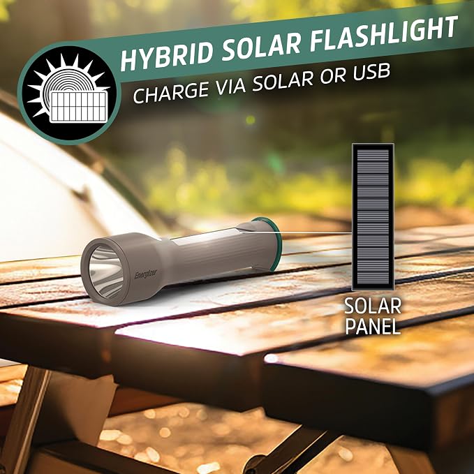 Energizer S-600 LED Flashlight Rechargeable Solar and AA Battery Power Options - Image 2