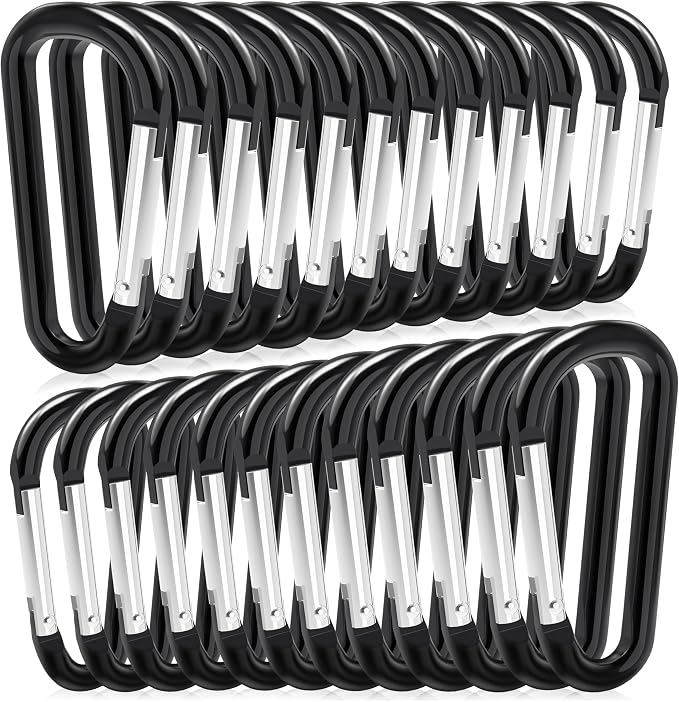 24pc Aluminum Carabiner Clip D Ring, Keychain Spring Hook, Small Carabiners Set by Zalava