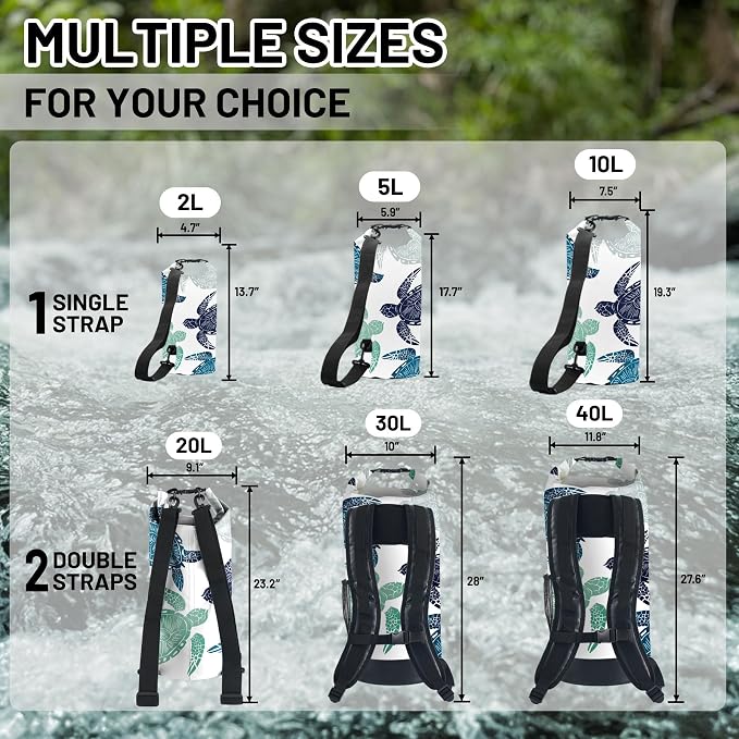 Waterproof Dry Bag, Roll Top Sea Turtle Small Waterproof Backpack - Image 6