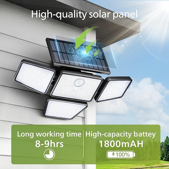 Philips Solar Security Light Outdoor, 196 LED Wall-Mounted Flood Light w/PIR - Image 7
