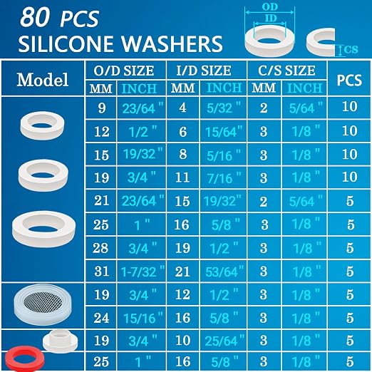 ZDBB 165 PCS Plumbing Hose Rubber Washers Assortment Set - Image 3