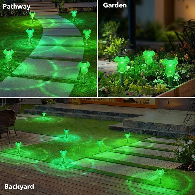 Benany Solar Lights Outdoor, St Patricks Day 8 Pack Mushroom Landscape Lights - Image 3