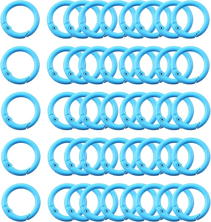 Carabiner Clip 48Pcs Turquoise Metal Key Ring Clip Circle Keychain Rings Bulk by KJMLDIY