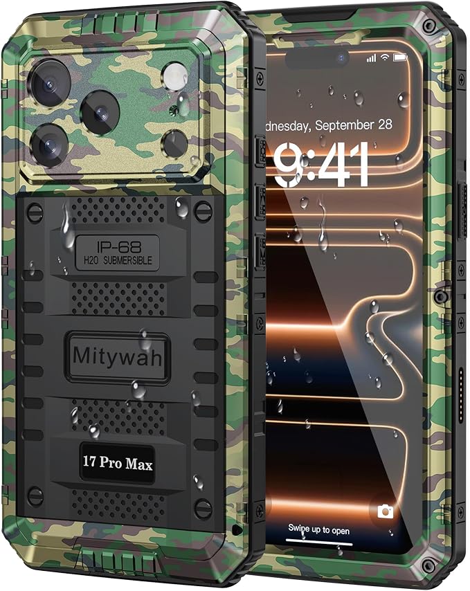 Mitywah Waterproof Case for iPhone 17 Pro Max, Rugged Metal Case by Mitywah