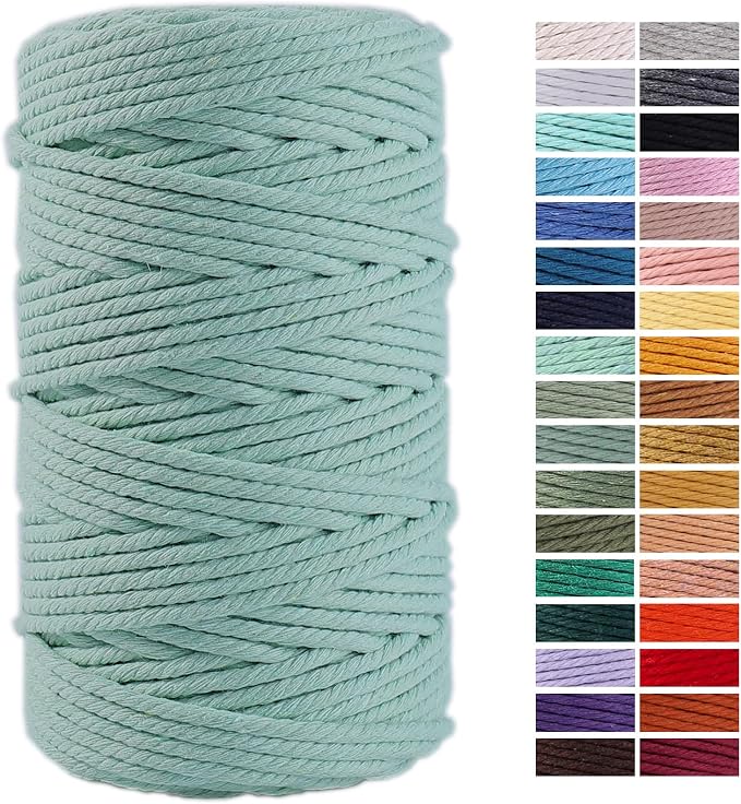 Light Green Macrame Cord 4mm x 109Yards, Colored Cotton Rope Craft Cord by AestheticDesignforYou