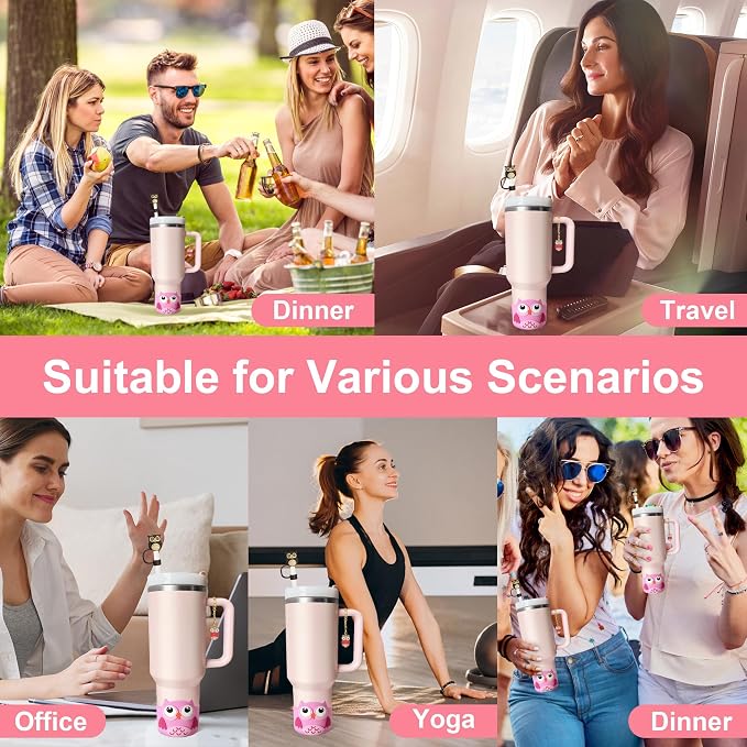Silicone Boot for Stanley 40oz Tumbler, Owl Straw Cover Bottom Protector - Image 2