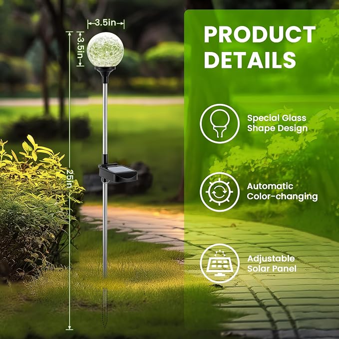GIGALUMI Solar Garden Lights 6 Pack, Solar Lights Outdoor Decorative Waterproof - Image 6