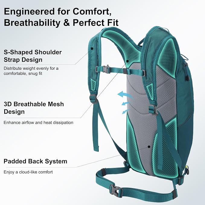 N NEVO RHINO Small Hiking & Trekking Backpack, 10L Lightweight Travel Backpack - Image 3