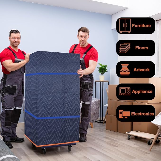 1 Moving Blankets 72x80in with 1 Elastic Rubber Band – Durable Quilted Moving - Image 4