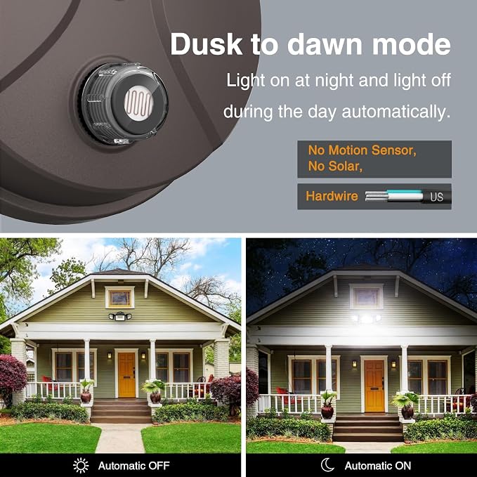 Onforu 70W LED Dusk to Dawn Flood Lights, 7000LM Brown Exterior Security - Image 3