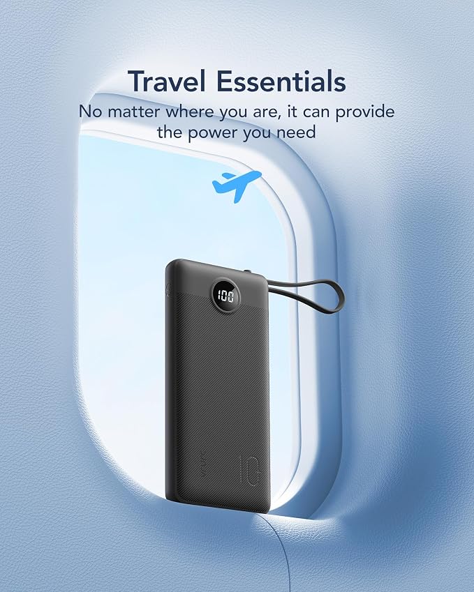 VRURC Portable Charger with Built in Cables, Slim Power Bank 10000mAh, USB C - Image 8