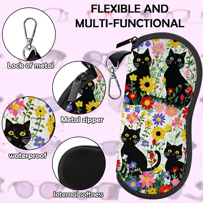Glasses Case Sunglasses Eyeglass Soft Case Zipper Light Neoprene Pouch - Image 4