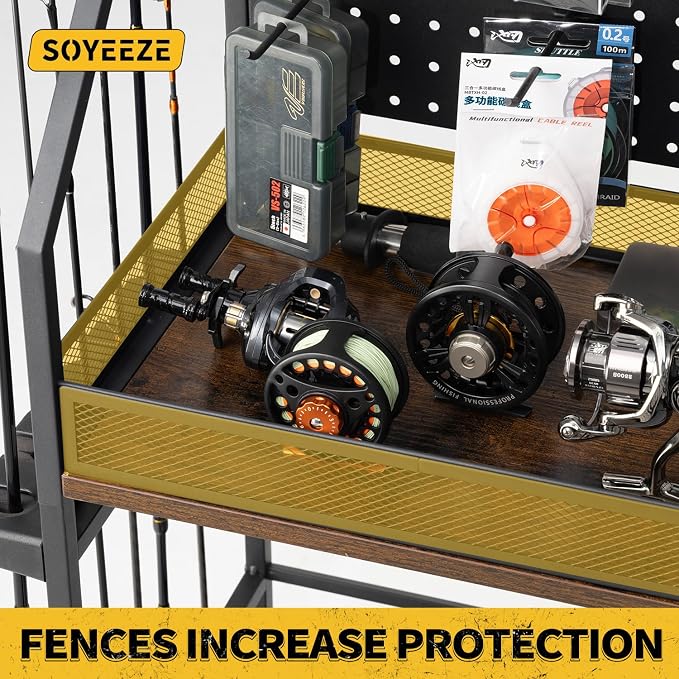 SOYEEZE Fishing Rod Holders for Garage, 3-Tier Fishing Pole Rack - Image 3