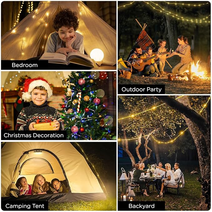 OGERY Camping String Lights, 4 in 1 Quick Storage 32.8FT Rechargeable Tent - Image 7