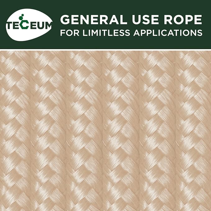TECEUM Rope – 90 Feet x 3/8 Inch – Beige – Strong All-Purpose Utility Rope – - Image 9