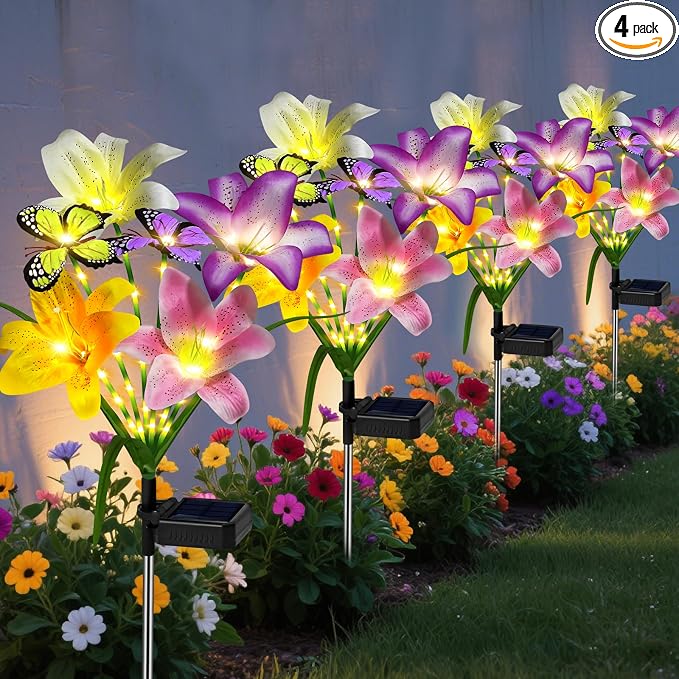 ostritec Solar Garden Lights Outdoor, 4 Pack Flower Lights by OSTRITEC