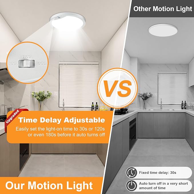 2-Pack Motion Sensor Ceiling Lights Hard-Wired, 9Inch Indoor Motion Activated - Image 2
