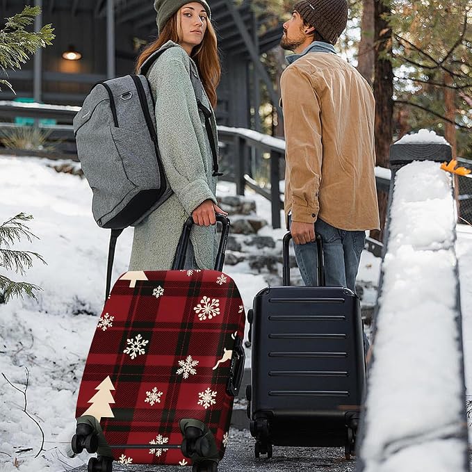 ANNA QUEEN Christmas Plaid Luggage Cover, Stretchable Washable Travel Sleeve - Image 2