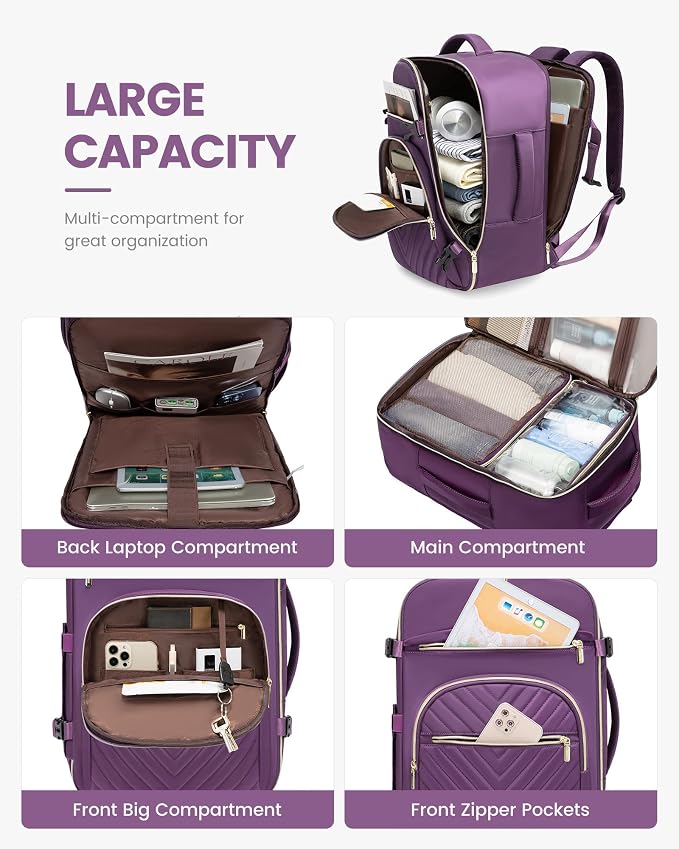 LOVEVOOK Large Travel Backpack for Women, TSA Carry on Backpack for Airplanes - Image 3