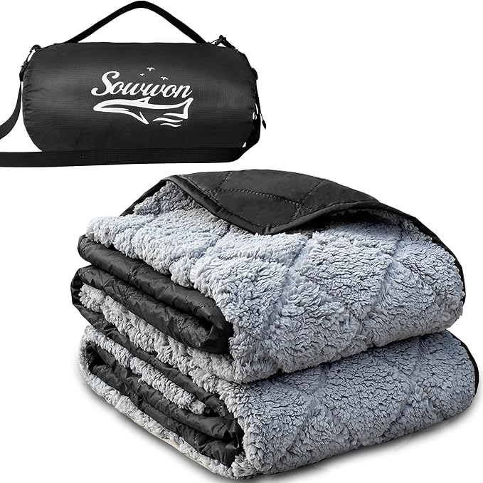 Waterproof Outdoor Blanket 82”X 55” Packable, Stadium Blankets by sowwon