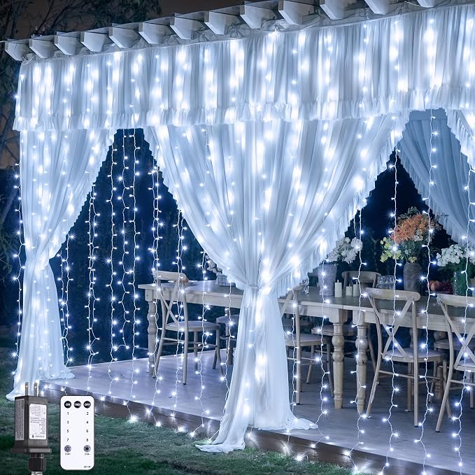 JMEXSUSS 9.5x29.5ft Curtain Lights Indoor Outdoor Decor by JMEXSUSS