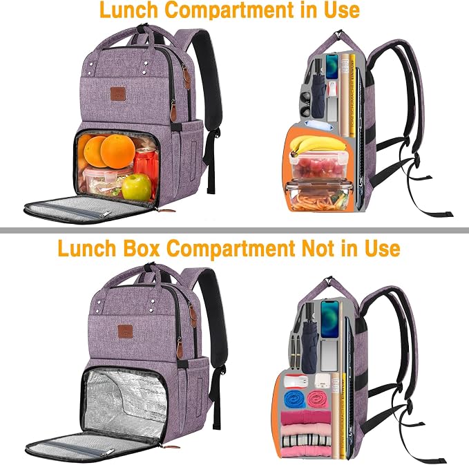 MATEIN Womens Backpack with Lunch Compartment, Fits 17 Inch Laptop Backpack - Image 5